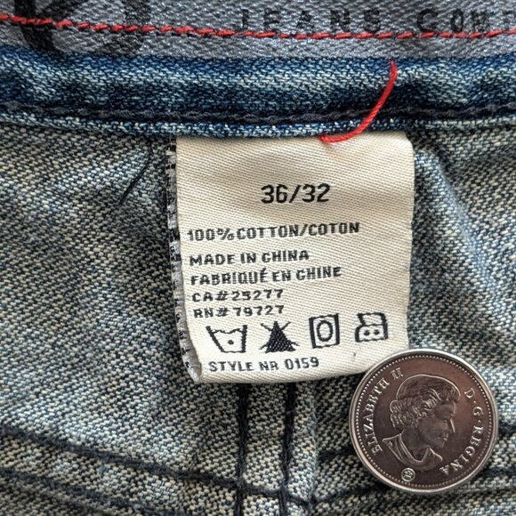 Y2K Baggy Embroidered Mecca Jeans - Size 36x32 - Picture 5 of 7